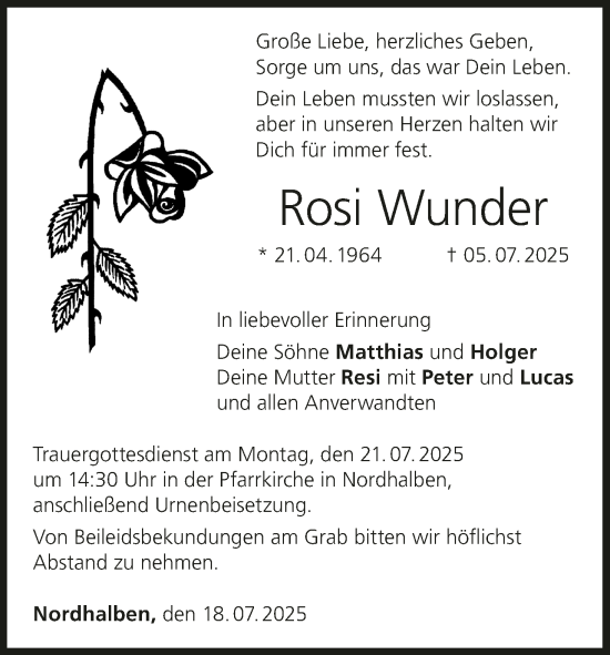 Anzeige von Rosi Wunder von MGO