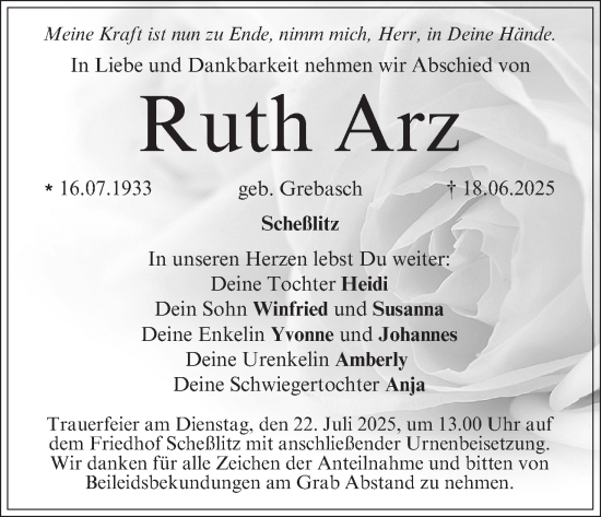 Anzeige von Ruth Arz von MGO