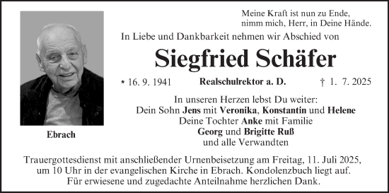 Anzeige von Siegfried Schäfer von MGO