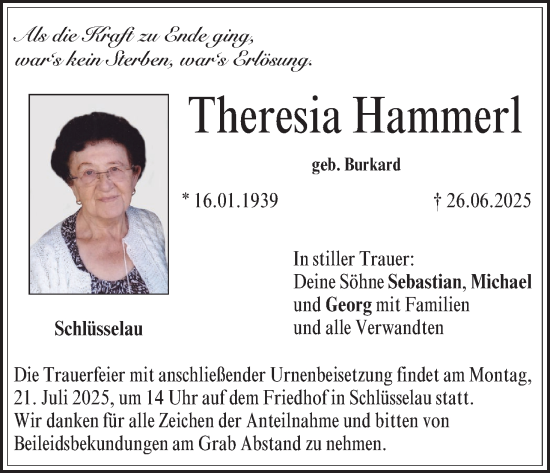 Anzeige von Theresia Hammerl von MGO
