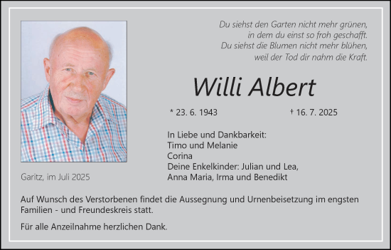 Anzeige von Willi Albert von MGO