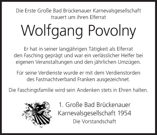 Anzeige von Wolfgang Povolny von MGO