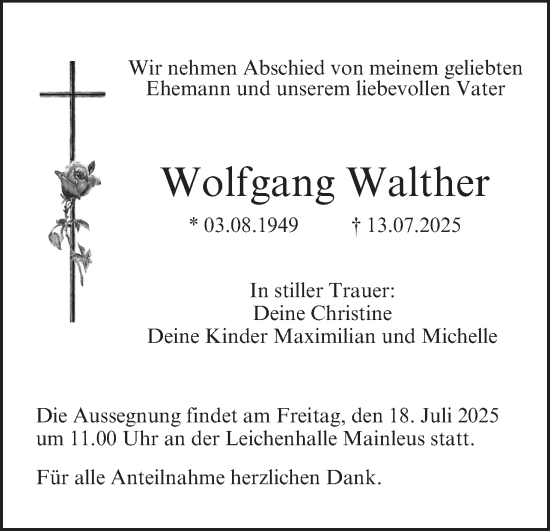 Anzeige von Wolfgang Walther von MGO