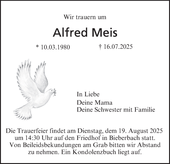 Anzeige von Alfred Meis von MGO