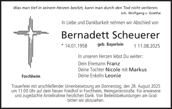 Anzeige von Bernadett Scheuerer von MGO