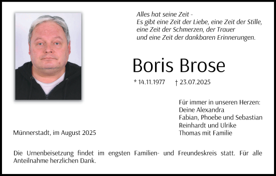 Anzeige von Boris Brose von MGO
