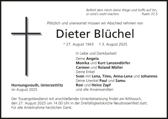Anzeige von Dieter Blüchel von MGO