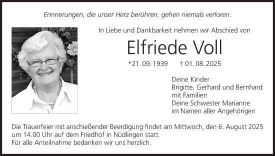 Anzeige von Elfriede Voll von MGO