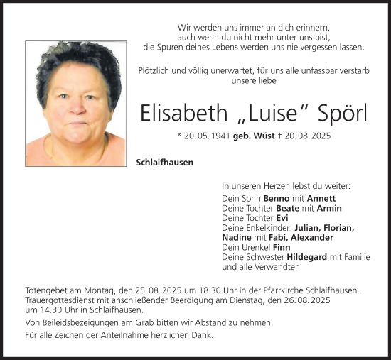 Anzeige von Elisabeth Spörl von MGO