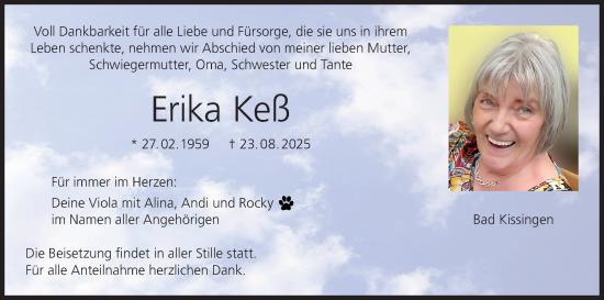 Anzeige von Erika Keß von MGO