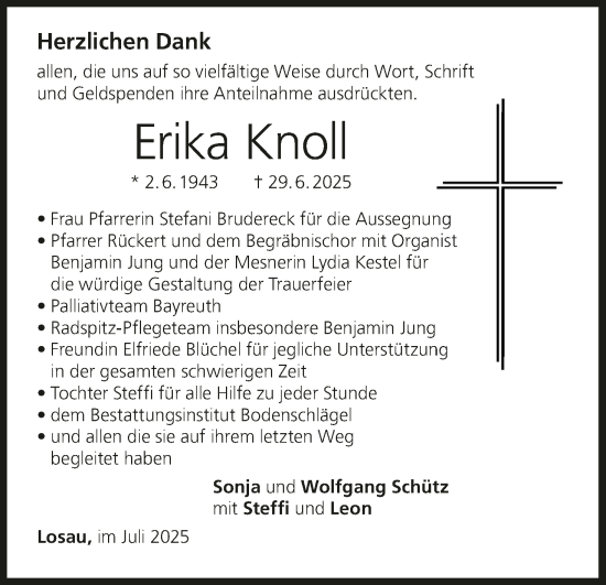 Anzeige von Erika Knoll von MGO