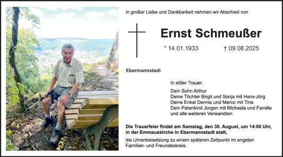 Anzeige von Ernst Schmeußer von MGO