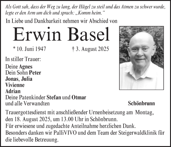 Anzeige von Erwin Basel von MGO