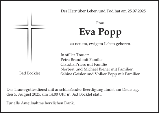 Anzeige von Eva Popp von MGO