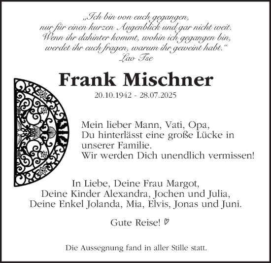 Anzeige von Frank Mischner von MGO