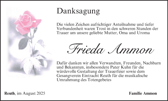 Anzeige von Frieda Ammon von MGO