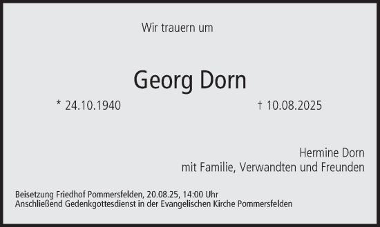 Anzeige von Georg Dorn von MGO