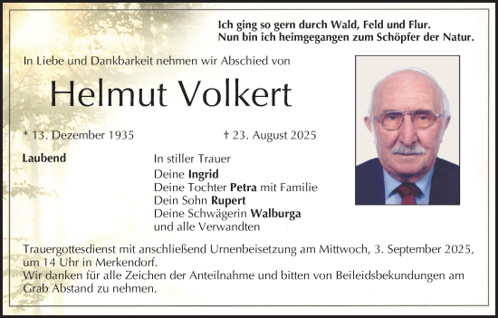 Anzeige von Helmut Volkert von MGO