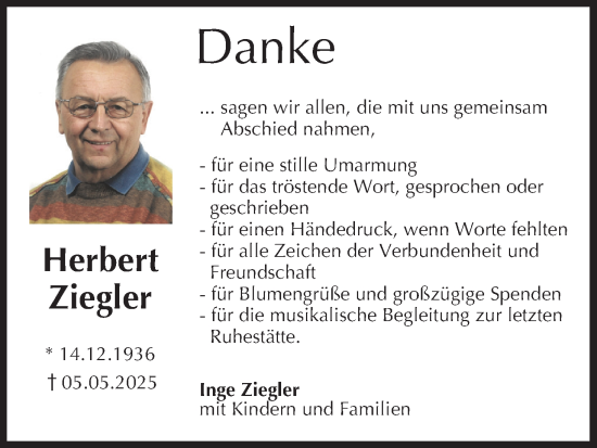 Anzeige von Herbert Ziegler von MGO