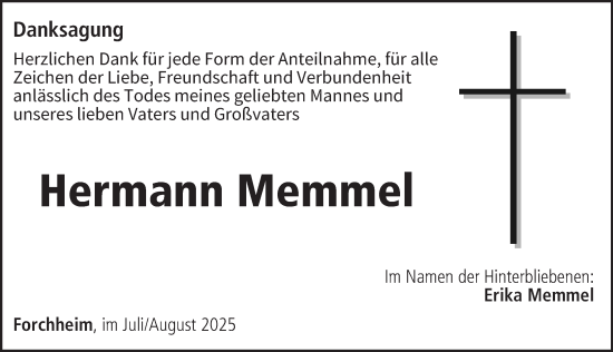 Anzeige von Hermann Memmel von MGO