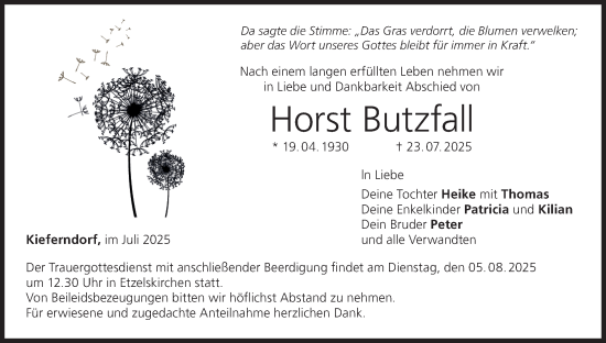 Anzeige von Horst Butzfall von MGO