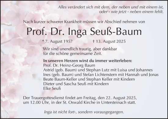 Anzeige von Inga Seuß-Baum von MGO