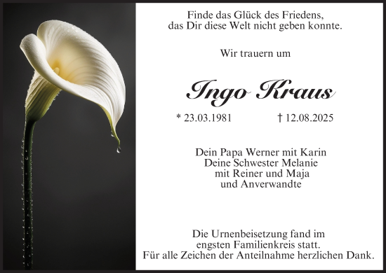 Anzeige von Ingo Kraus von MGO