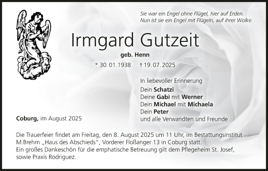 Anzeige von Irmgard Gutzeit von MGO