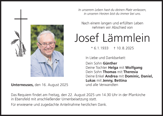 Anzeige von Josef Lämmlein von MGO