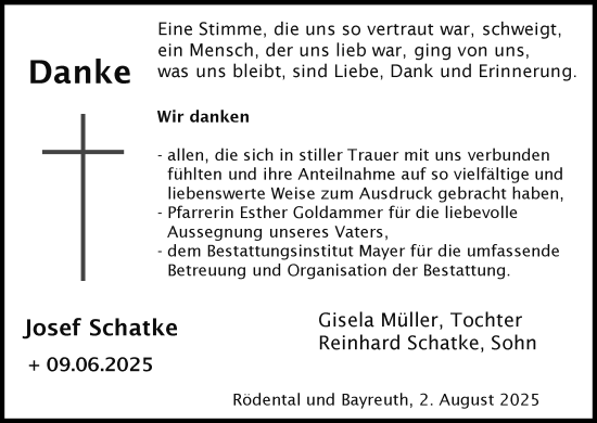 Anzeige von Josef Schatke von MGO