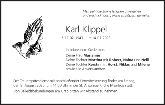 Anzeige von Karl Klippel von MGO