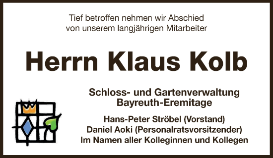 Anzeige von Klaus Kolb von MGO