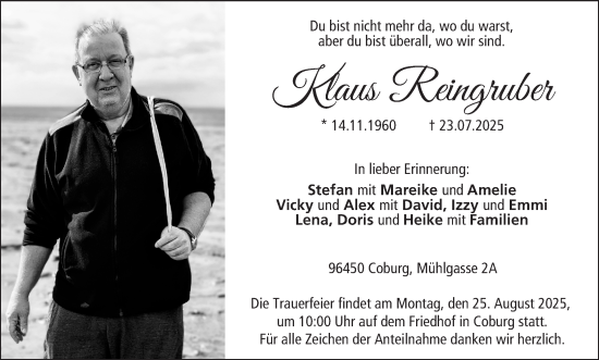 Anzeige von Klaus Reingruber von MGO
