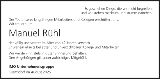Anzeige von Manuel Rühl von MGO