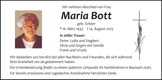 Anzeige von Maria Bott von MGO