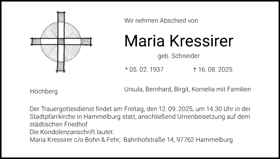 Anzeige von Maria Kressirer von MGO