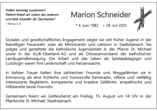Anzeige von Marion Schneider von MGO