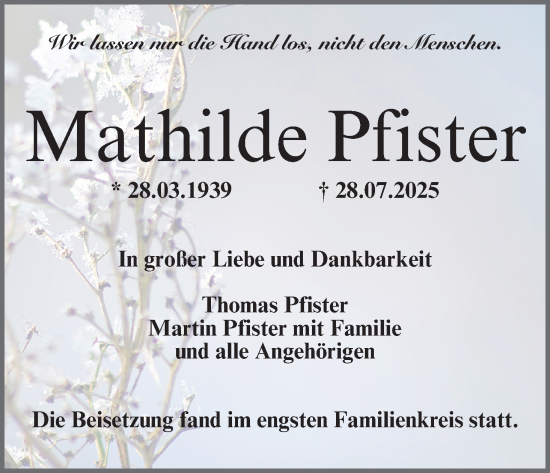 Anzeige von Mathilde Pfister von MGO