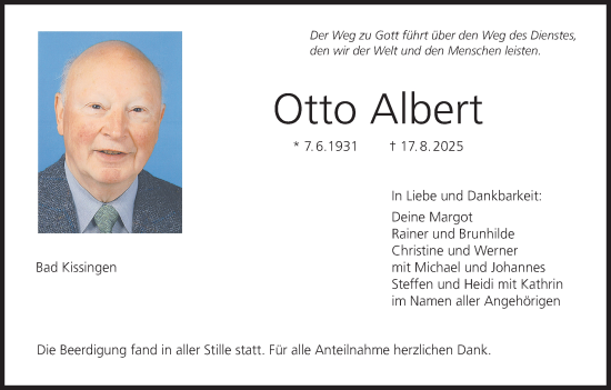Anzeige von Otto Albert von MGO