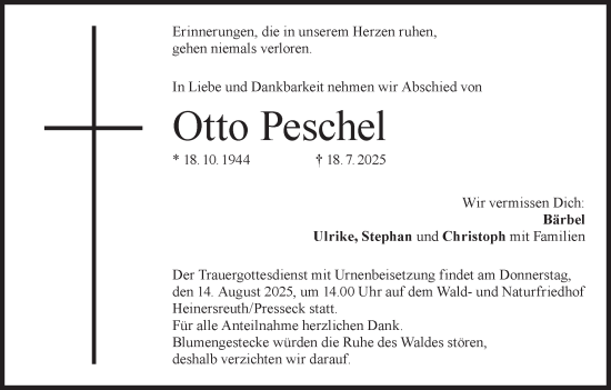 Anzeige von Otto Peschel von MGO