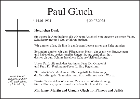Anzeige von Paul Gluch von MGO