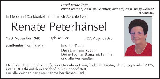 Anzeige von Renate Peterhänsel von MGO