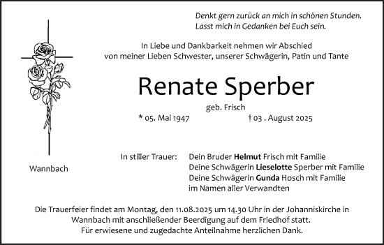 Anzeige von Renate Sperber von MGO
