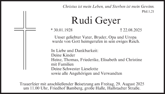Anzeige von Rudi Geyer von MGO