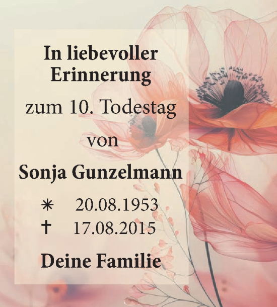 Anzeige von Sonja Gunzelmann von MGO