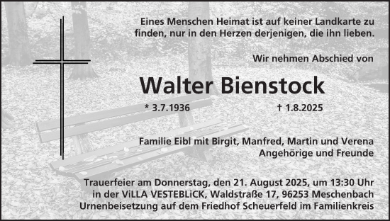 Anzeige von Walter Bienstock von MGO