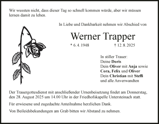 Anzeige von Werner Trapper von MGO