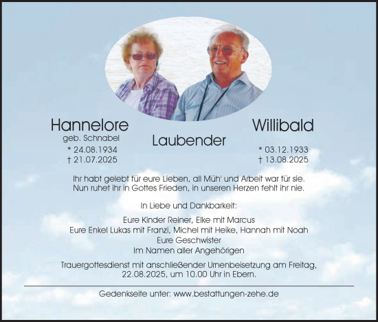 Anzeige von Willibald Laubender von MGO