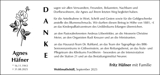 Anzeige von Agnes Häfner von MGO