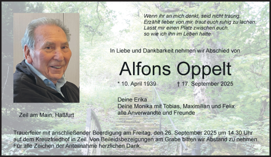 Anzeige von Alfons Oppelt von MGO